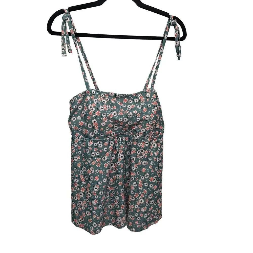 NWT Maternity Tankini Top Isabel Maternity Green Floral Women's Size Large